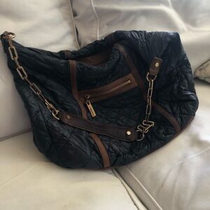 Navy Quilted Vida Cresent Moon Bag